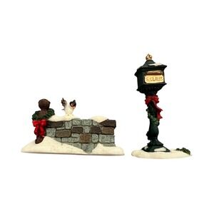 Lemax Carole Towne Santa's Mailbox & Stone Wall Christmas Village Retired